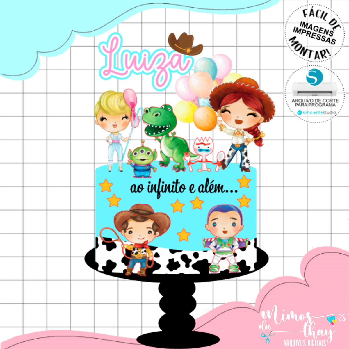 Arquivo de Corte: Topo de Bolo Toy Story Aquarelado 002