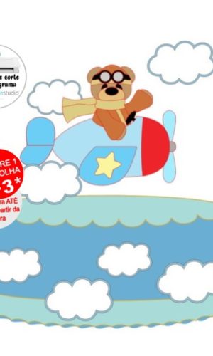 Arquivo de Corte Topo de Bolo Ursinho Aviador