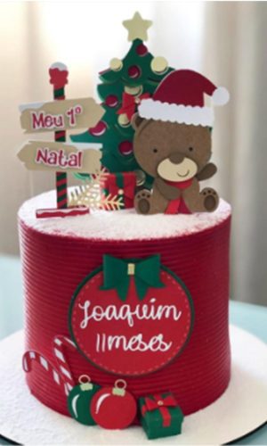 179 - Arquivo de corte topo de bolo ursinho natal