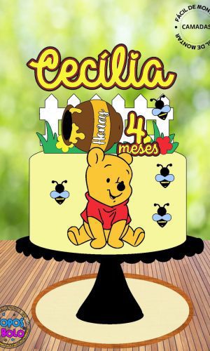 Arquivo de Corte Topo de Bolo Ursinho Pooh Pote de Mel