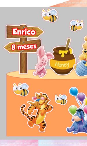 Arquivo de Corte topo de bolo Ursinho Pooh - Studio e PDF