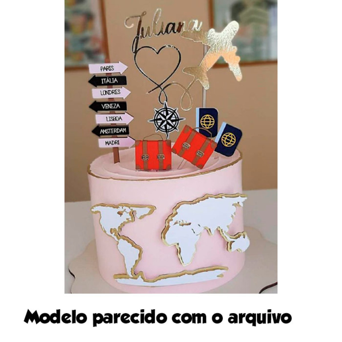 Arquivo de Corte Topo de Bolo Viajante Viagem + BRINDES - Imagem 4