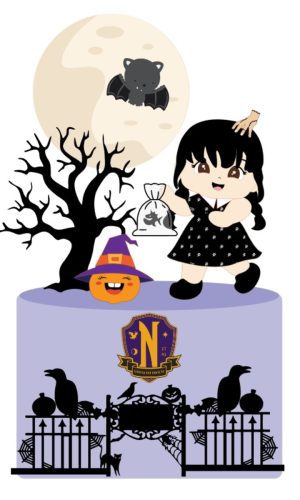 Arquivo de Corte Topo de Bolo Wandinha Cute Halloween