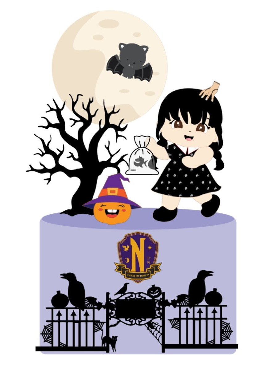 Arquivo de Corte Topo de Bolo Wandinha Cute Halloween