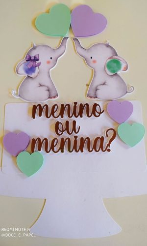 Arquivo de corte Topo revelação elefante baby+brinde