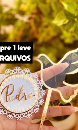 Arquivo de Corte- Topos de Bolo Batizado Pomba