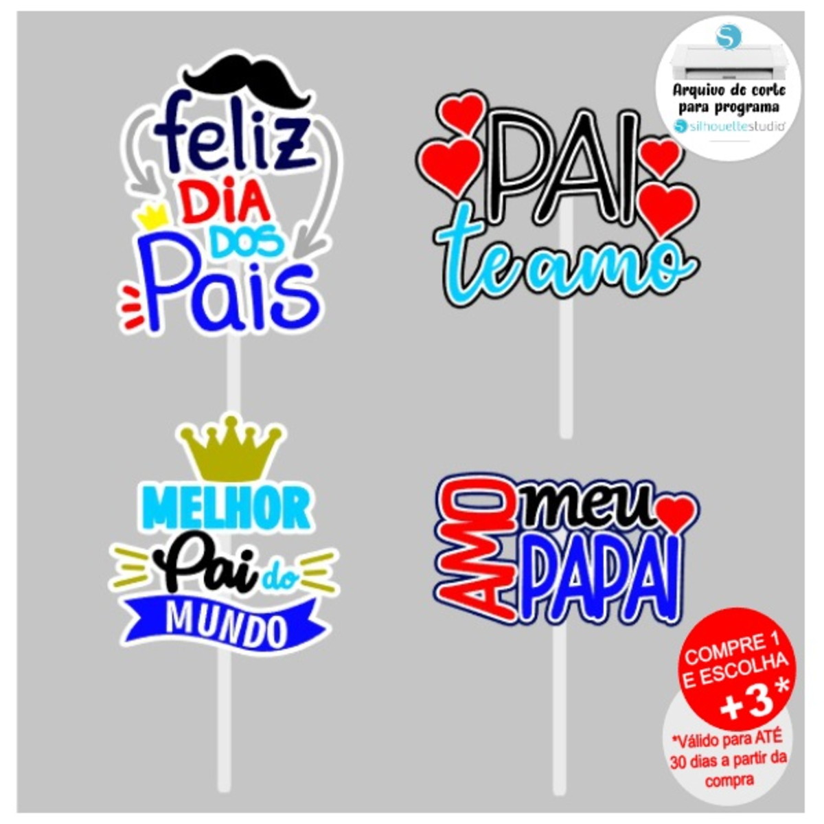 Arquivo de corte Topos de bolo Dia dos Pais