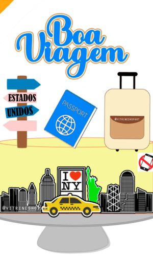Arquivo de Corte Topper Bolo Despedida Viagem Nova York City