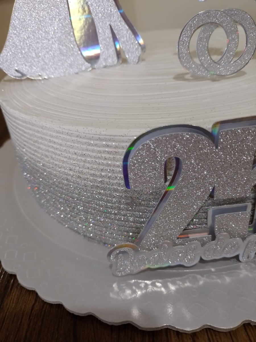 Arquivo de Corte - Topper de Bolo Bodas Prata Metalizado - Imagem 2