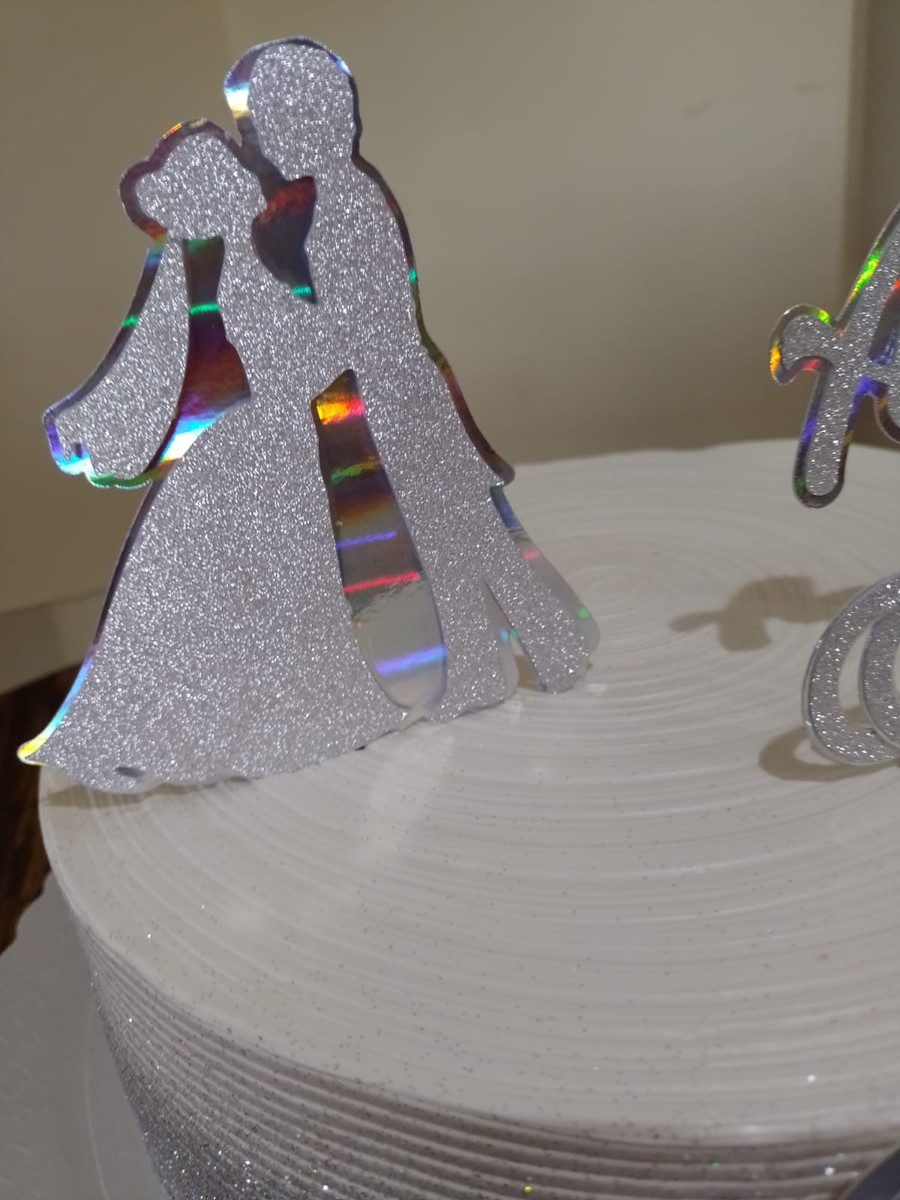 Arquivo de Corte - Topper de Bolo Bodas Prata Metalizado - Imagem 4