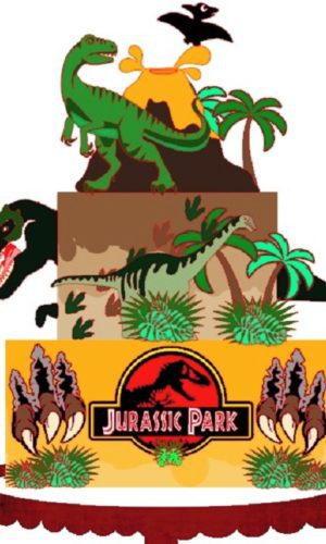ARQUIVO DE CORTE TOPO DE BOLO DINOSSAURO EM CAMADAS
