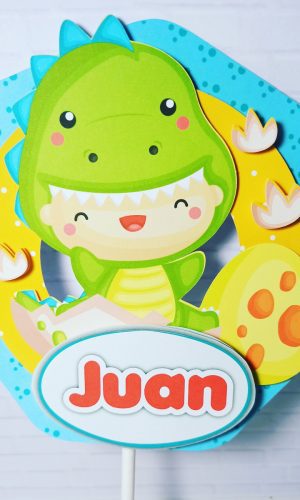 Arquivo Digital-(2387) Topo de Bolo Dinossauro Cute