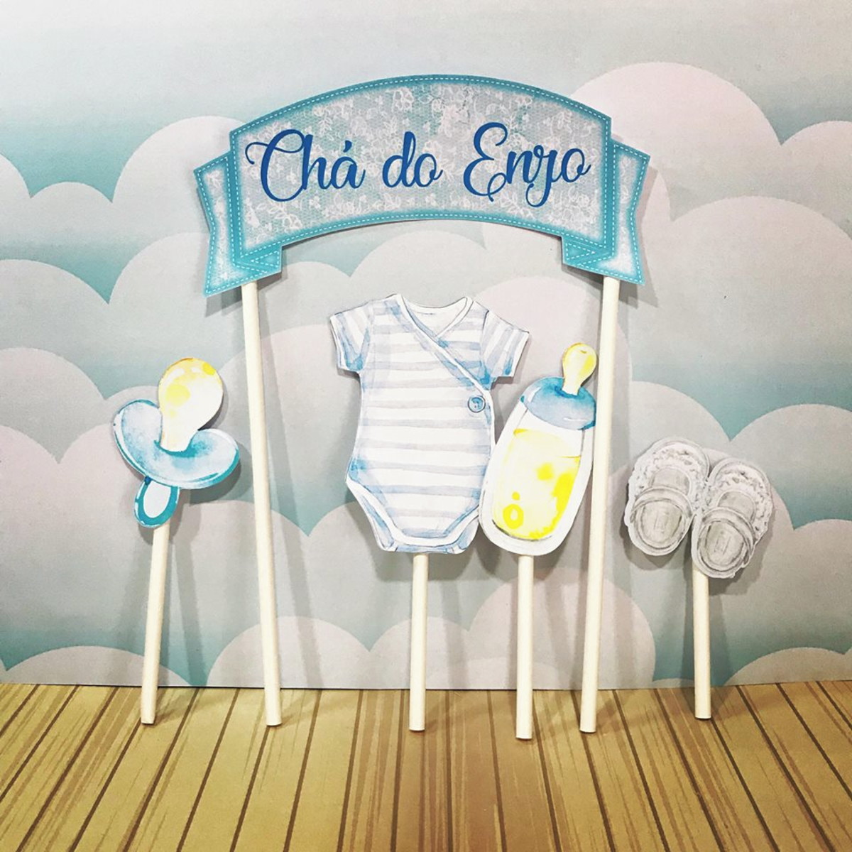 Arquivo Digital-(2528) Topo de Bolo Chá de Bebê Menino