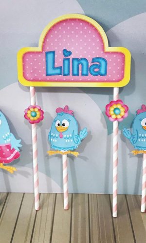 Arquivo Digital-(482) Topo de Bolo Galinha Pintadinha Rosa