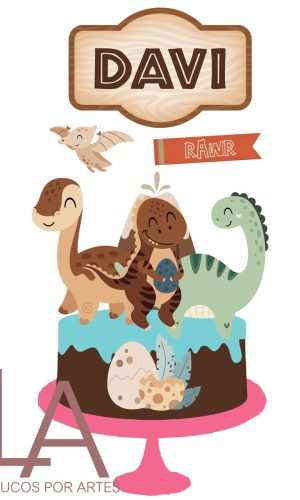 Arquivo Digital de Corte Topo de Bolo Dino Dinossauro Cute a