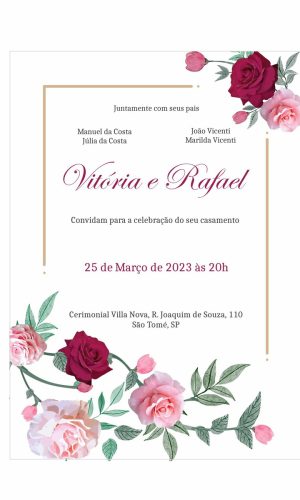 Arquivo digital editável Corel/Convite de Casamento Floral