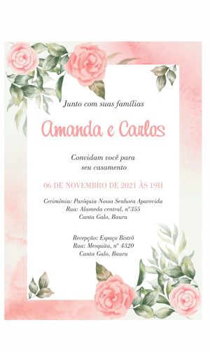 Arquivo digital editável Corel/Convite de Casamento floral