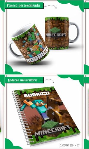 Arquivo Digital Etiqueta Escolar Minecraft pdf Png