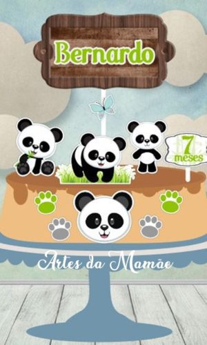 Arquivo Digital para corte topo de bolo Panda