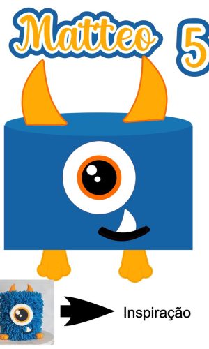 Arquivo Digital Studio ou PDF Topper de bolo Monster cute
