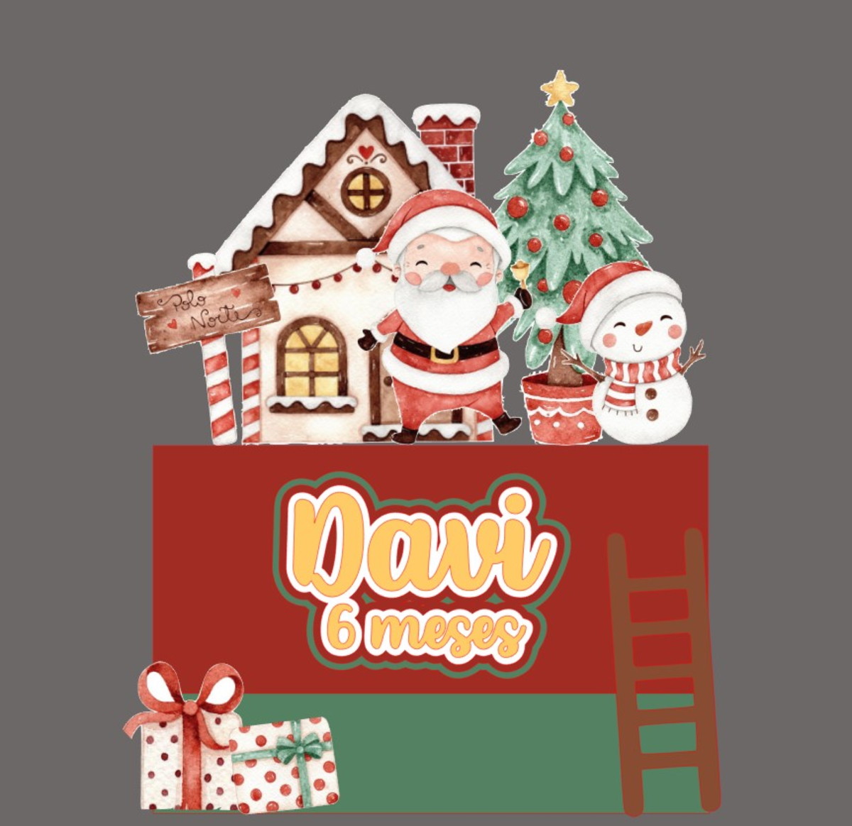 ARQUIVO DIGITAL STUDIO- Topo de bolo Natal aquarela 2