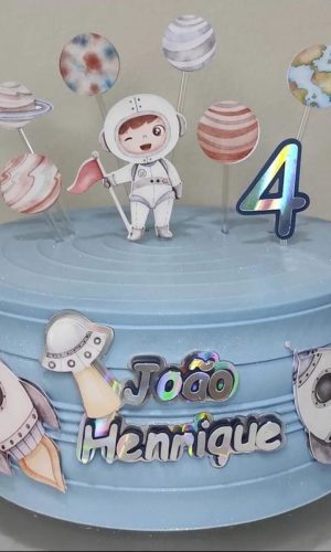 Arquivo Digital Topo de Bolo Astronauta Aquarela