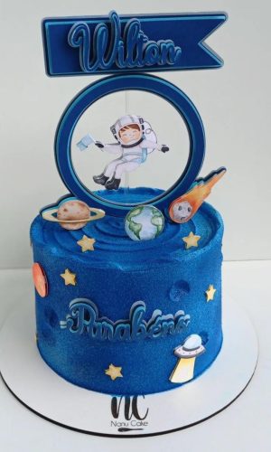 Arquivo digital topo de bolo Astronauta aquarela