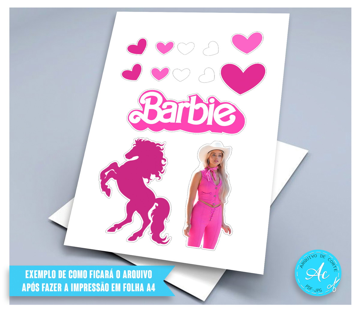 Arquivo Digital Topo de Bolo Barbie Cowboy #1 - Imagem 2