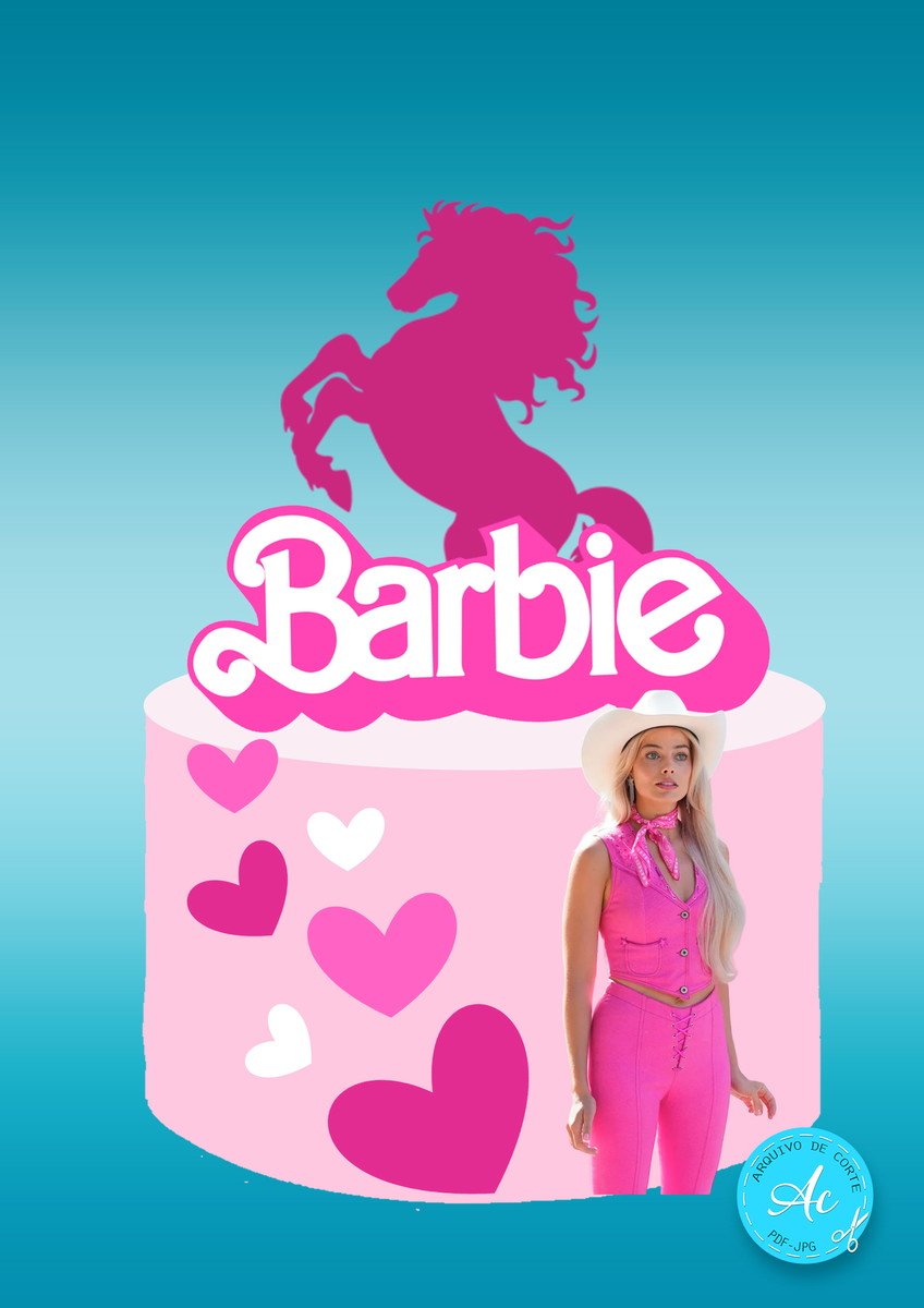 Arquivo Digital Topo de Bolo Barbie Cowboy #1