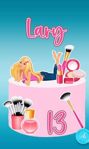 Arquivo Digital Topo de Bolo Barbie Maquiagem #1