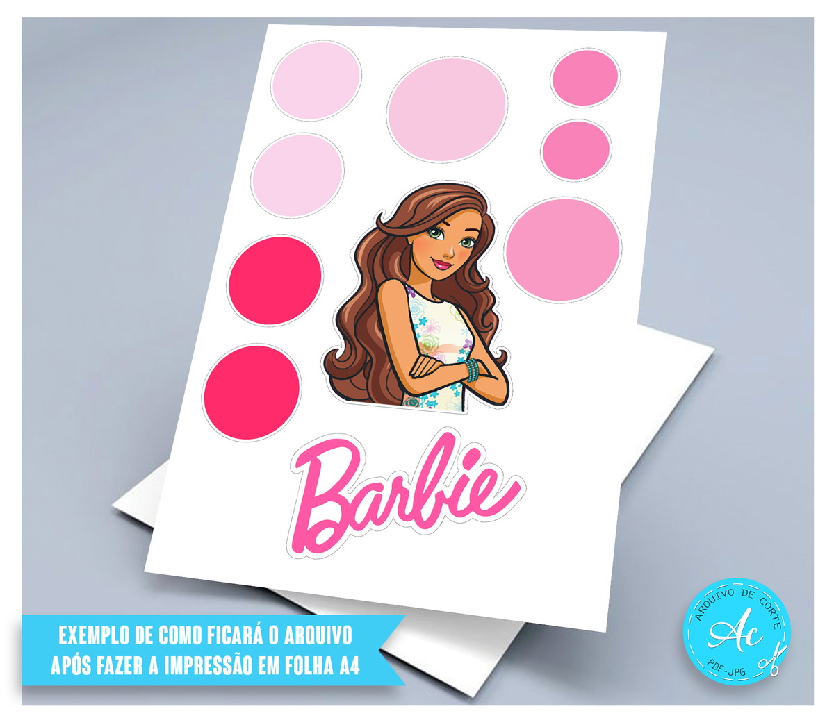Arquivo Digital Topo de Bolo Barbie Morena #1 - Imagem 2