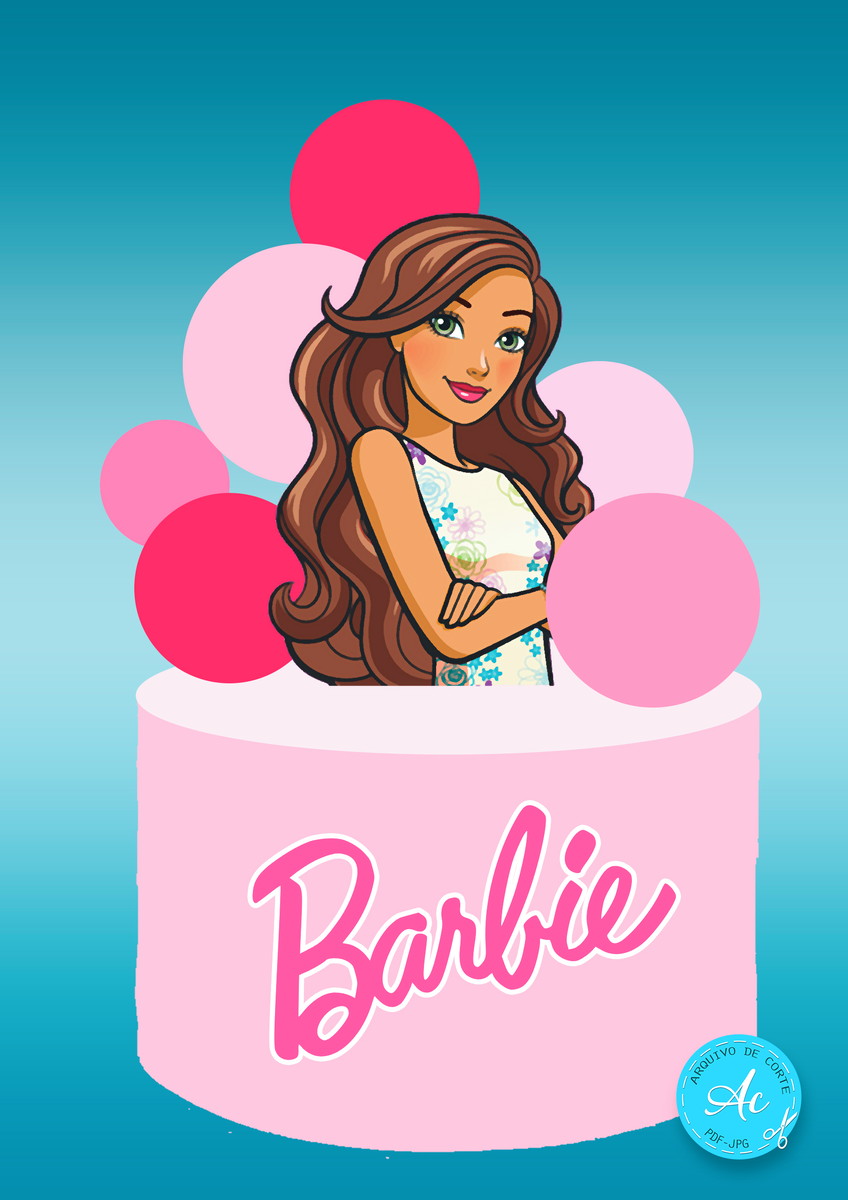 Arquivo Digital Topo de Bolo Barbie Morena #1