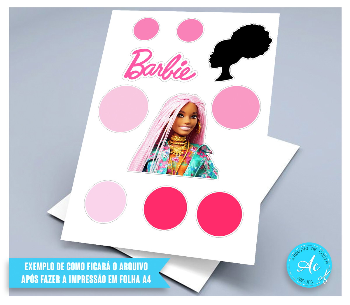 Arquivo Digital Topo de Bolo Barbie Negra #2 - Imagem 2