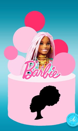 Arquivo Digital Topo de Bolo Barbie Negra #2