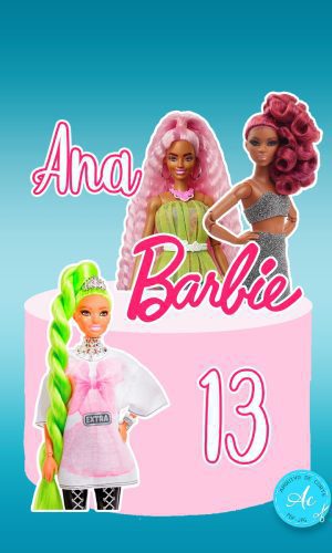 Arquivo Digital Topo de Bolo Barbie Negra #3