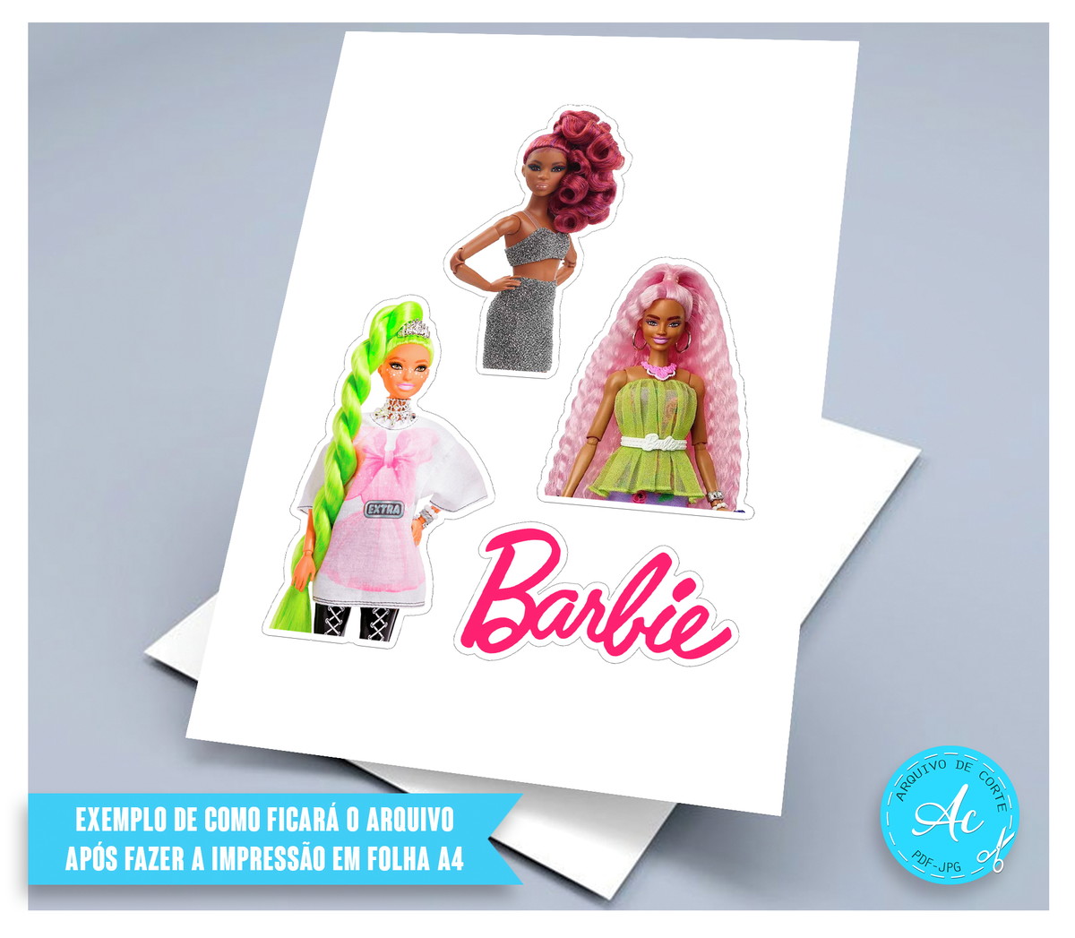 Arquivo Digital Topo de Bolo Barbie Negra #3 - Imagem 2