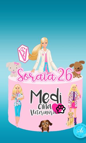 Arquivo Digital Topo de Bolo Barbie Veterinária #1