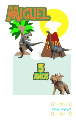 Arquivo digital topo de bolo Dinossauro