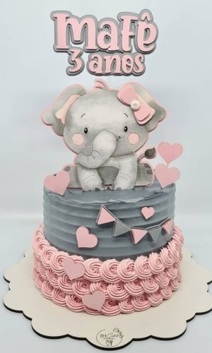 ARQUIVO DIGITAL- Topo de bolo Elefante Rosa aquarela + 4