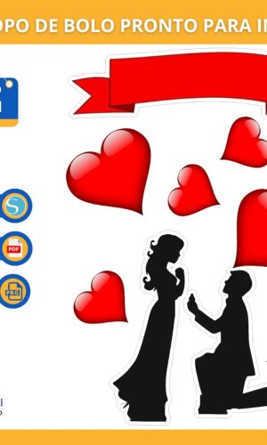 Arquivo Digital - Topo de Bolo Imprimir/ Casamento