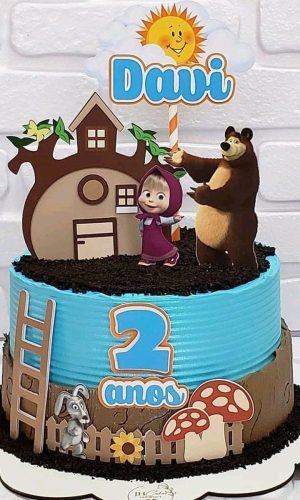 Arquivo Digital- Topo de Bolo Masha e o Urso Menino