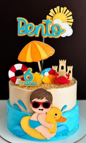 Arquivo Digital Topo de Bolo Mesaniversário Bebê na Praia