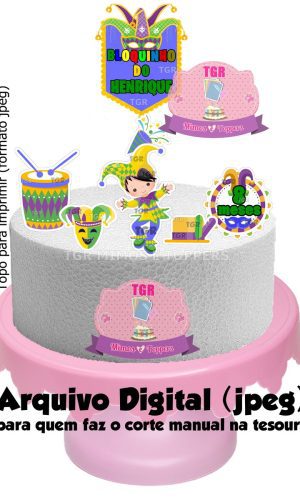 Arte Digital Topo de bolo Mesversário Carnaval menino jpeg