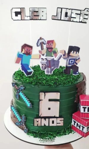 Arquivo Digital - Topo de Bolo Minecraft + Brinde