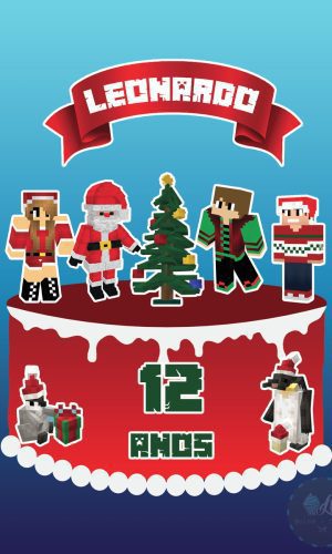 Arquivo digital Topo de bolo Minecraft Natal #1 PDF/JPG