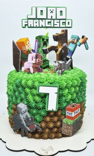 ARQUIVO DIGITAL - Topo de bolo Minecraft + 4
