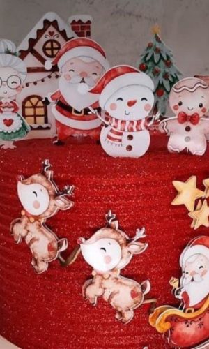 Arquivo Digital Topo de Bolo Natal Aquarela