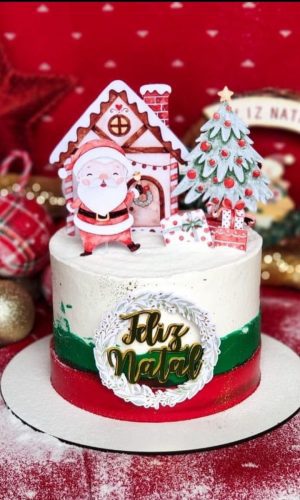 Arquivo Digital Topo de Bolo Natal Papai Noel Aquarela Doce