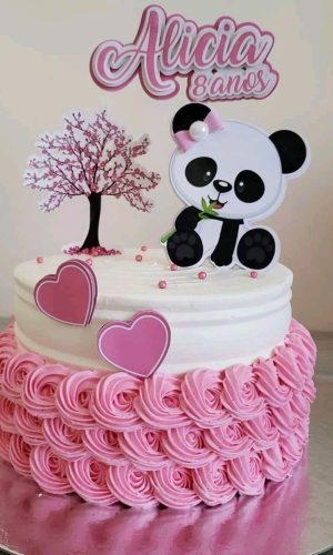 ARQUIVO DIGITAL-Topo de bolo Panda Rosa + 4