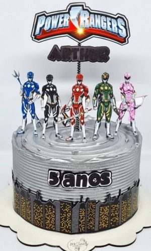 ARQUIVO DIGITAL - Topo de bolo Power Rangers + 3